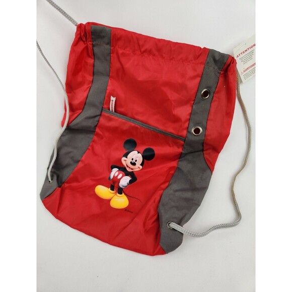 Mickey Mouse Cinch Top Backpack Lightweight Red Drawstring Bag Travel Disney - Picture 9 of 9